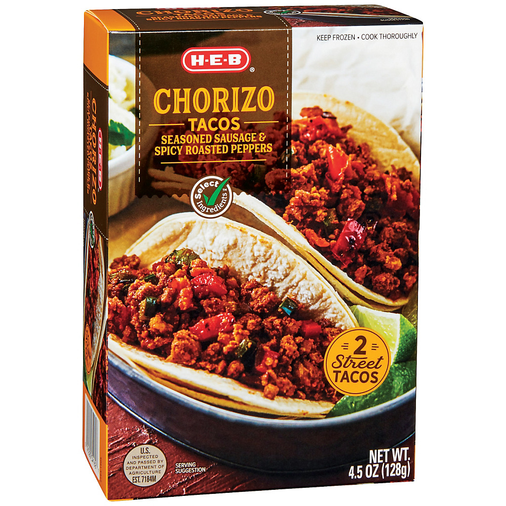 Calories in H-E-B Select Ingredients Chorizo Tacos, 2 ct