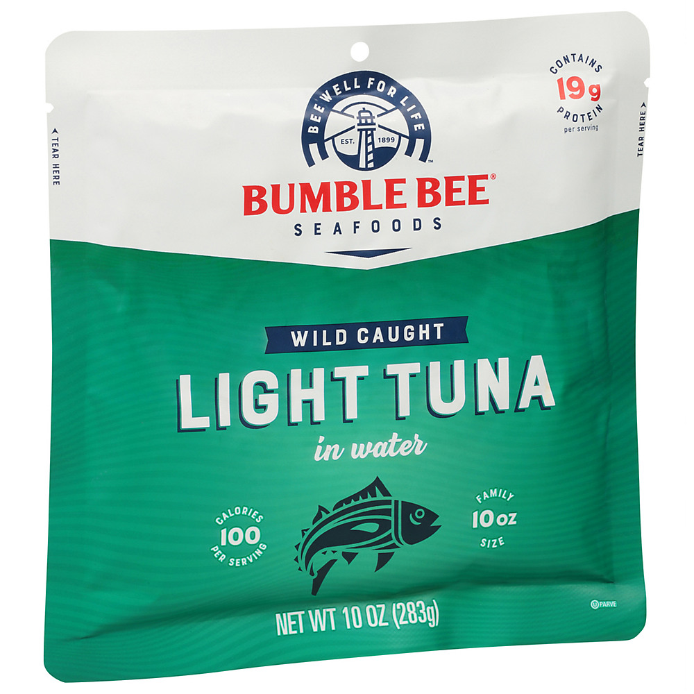 Calories in Bumble Bee Wild Caught Tuna in Water Pouch Family Size!, 10 oz
