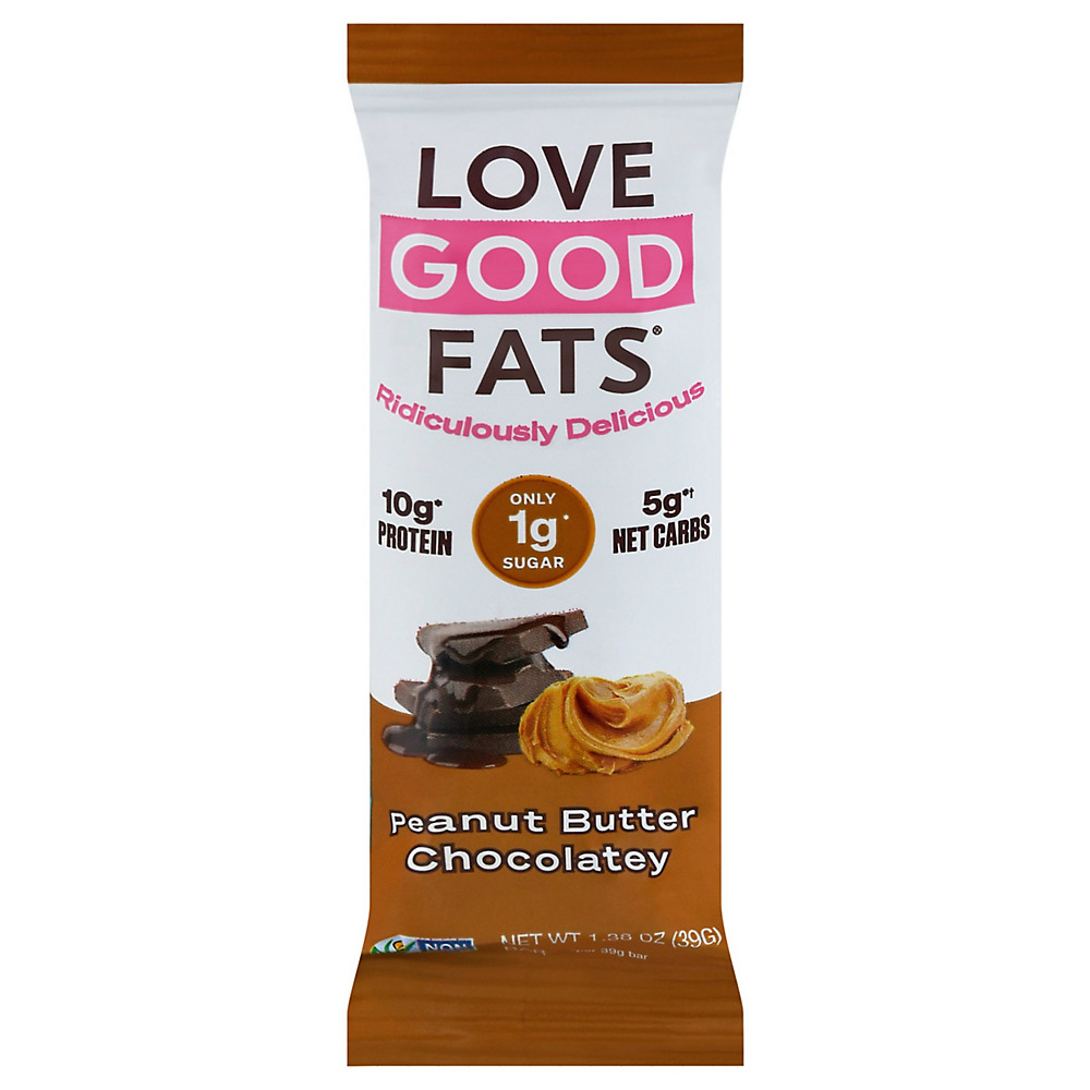Calories in Love Good Fats Peanut Butter Chocolatey Keto Bar, 1.38 oz