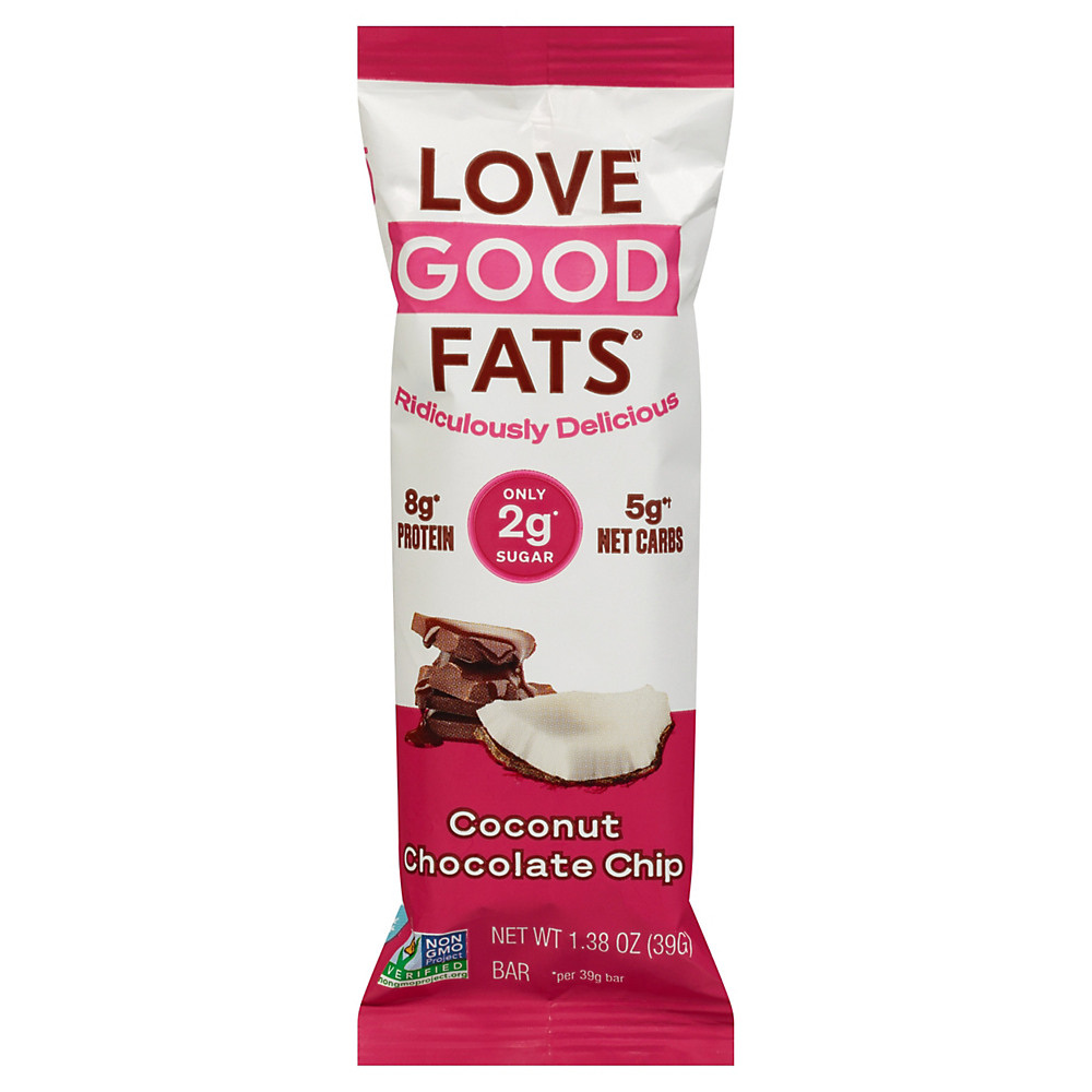 Calories in Love Good Fats Coconut Chocolate Chip Keto Bar, 1.38 oz