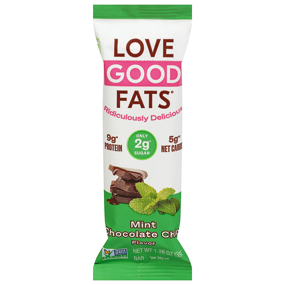 Calories in Love Good Fats Mint Chocolate Chip Keto Bar, 1.38 oz