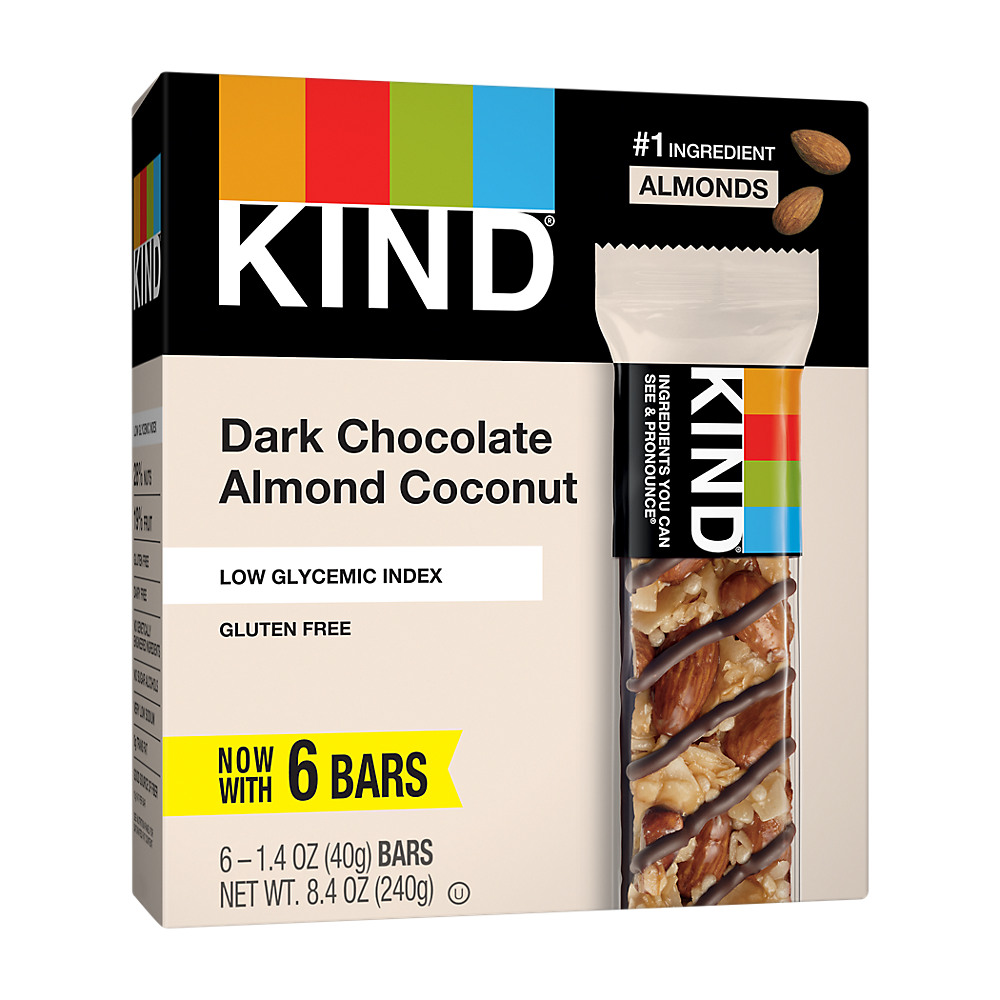 Calories in Kind Dark Chocolate Almond & Coconut Bars, 6 ct