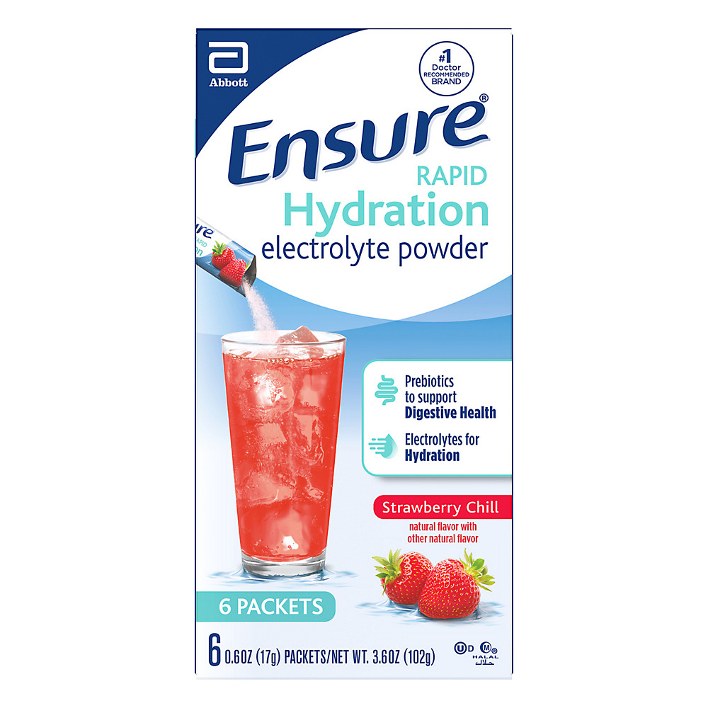 Calories in Ensure Hydration Electrolyte Powder Strawberry Chill, 6 pk