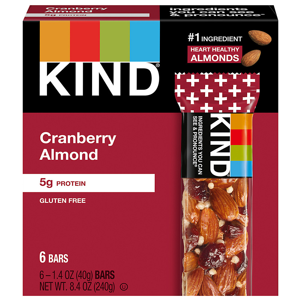 Calories in Kind Cranberry Almond with Macadamia Nuts Bars, 6 ct