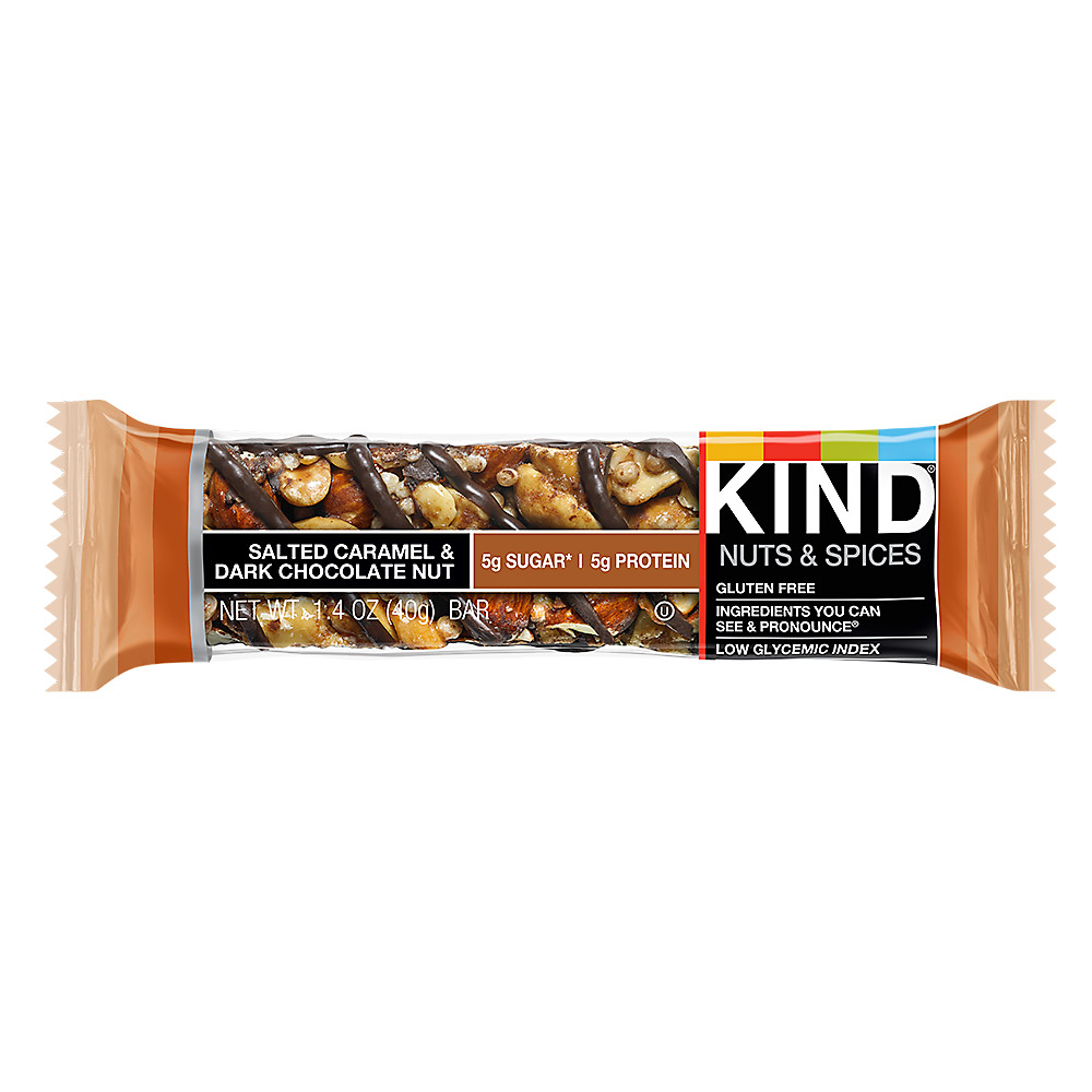 Calories in Kind Nuts & Spices Salted Caramel & Dark Chocolate Nut Bar, 1.4 oz