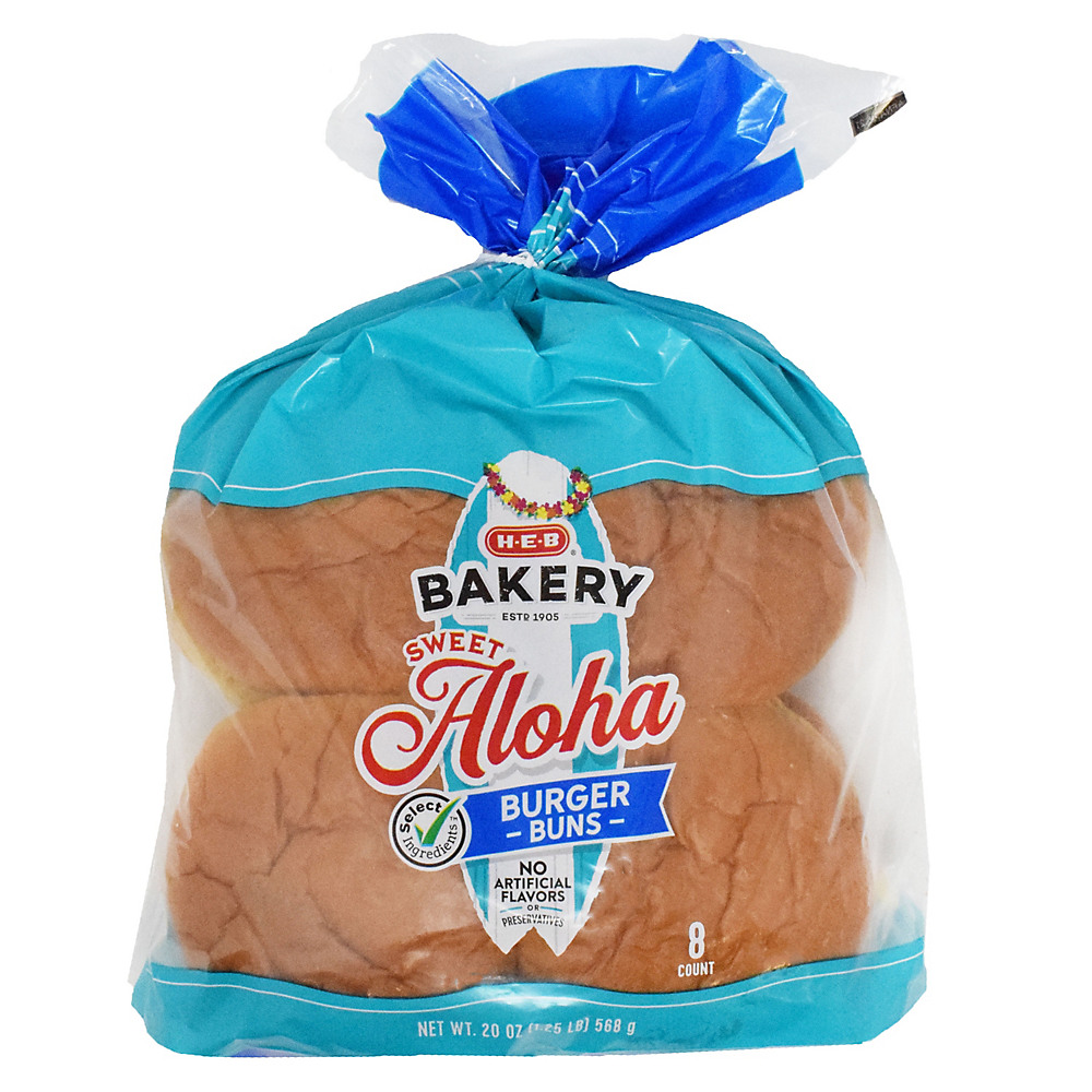 Calories in H-E-B Select Ingredients Sweet Aloha Hamburger Buns, 8 ct