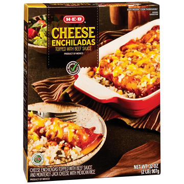 H-E-B Frozen Cheese Enchiladas in Beef Sauce - Family-Size, 32 oz