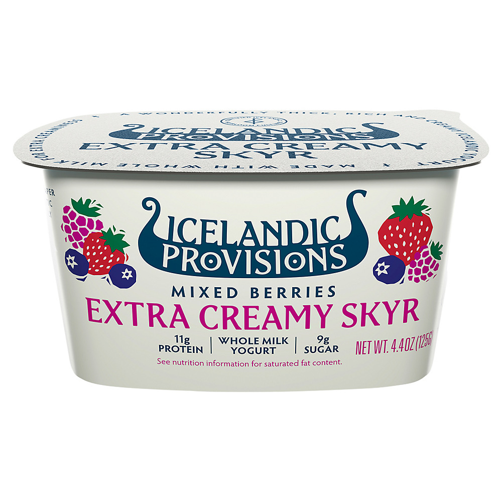 Calories in Icelandic Provisions Mixed Berry Extra Creamy Skyr, 4.4 oz