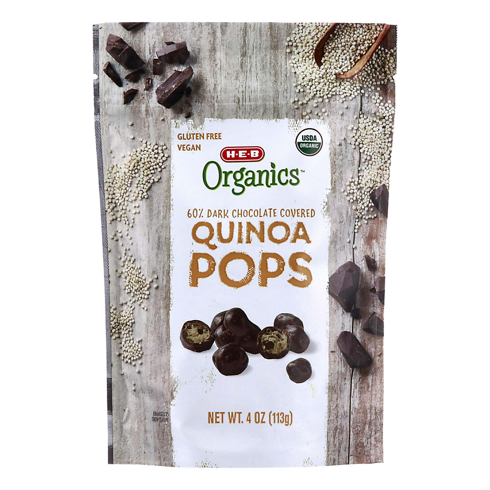 Calories in H-E-B Organics 60% Dark Chocolate Covered Quinoa Pops, 4 oz