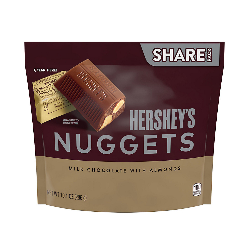 Calories in Hershey's Nuggets Milk Chocolate Almond Candy Individually Wrapped Bag, 10.1 oz