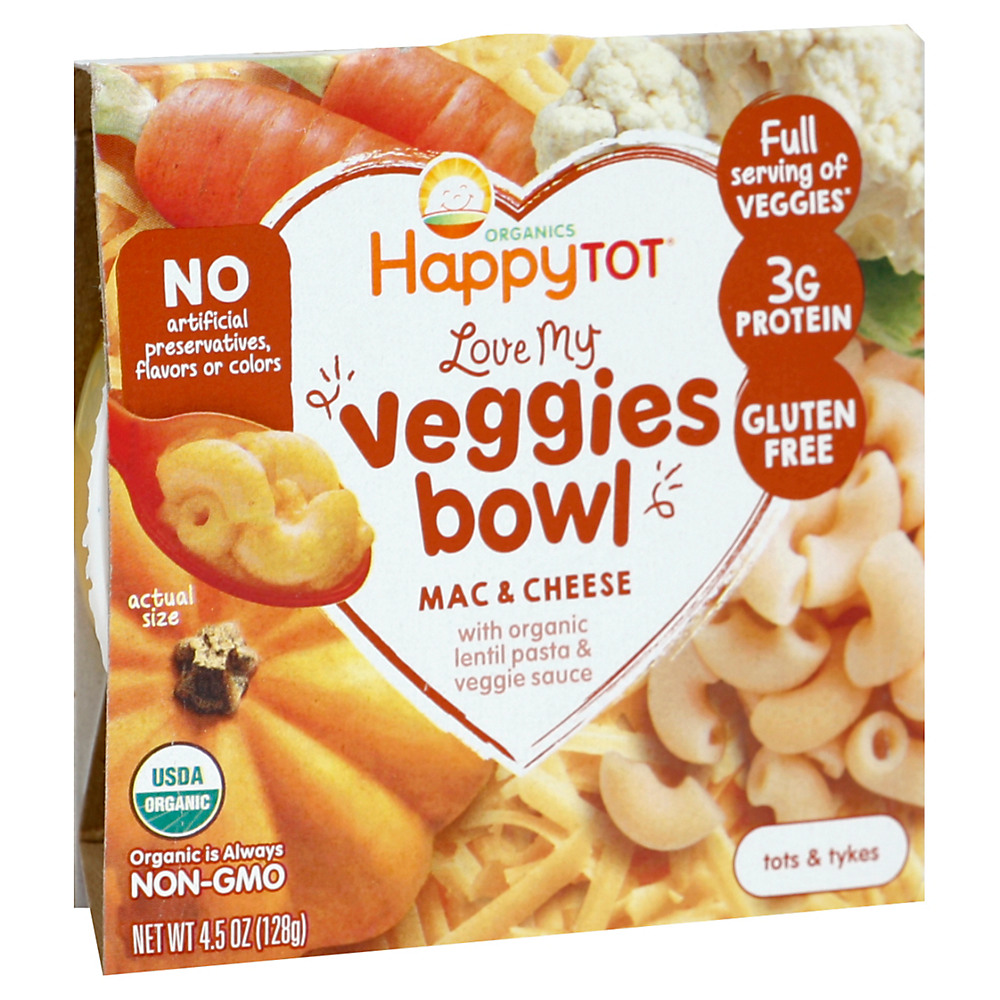 Calories in Happy Tot Organics Love My Veggies Meal Bowl Mac and Cheese, 4.50 oz