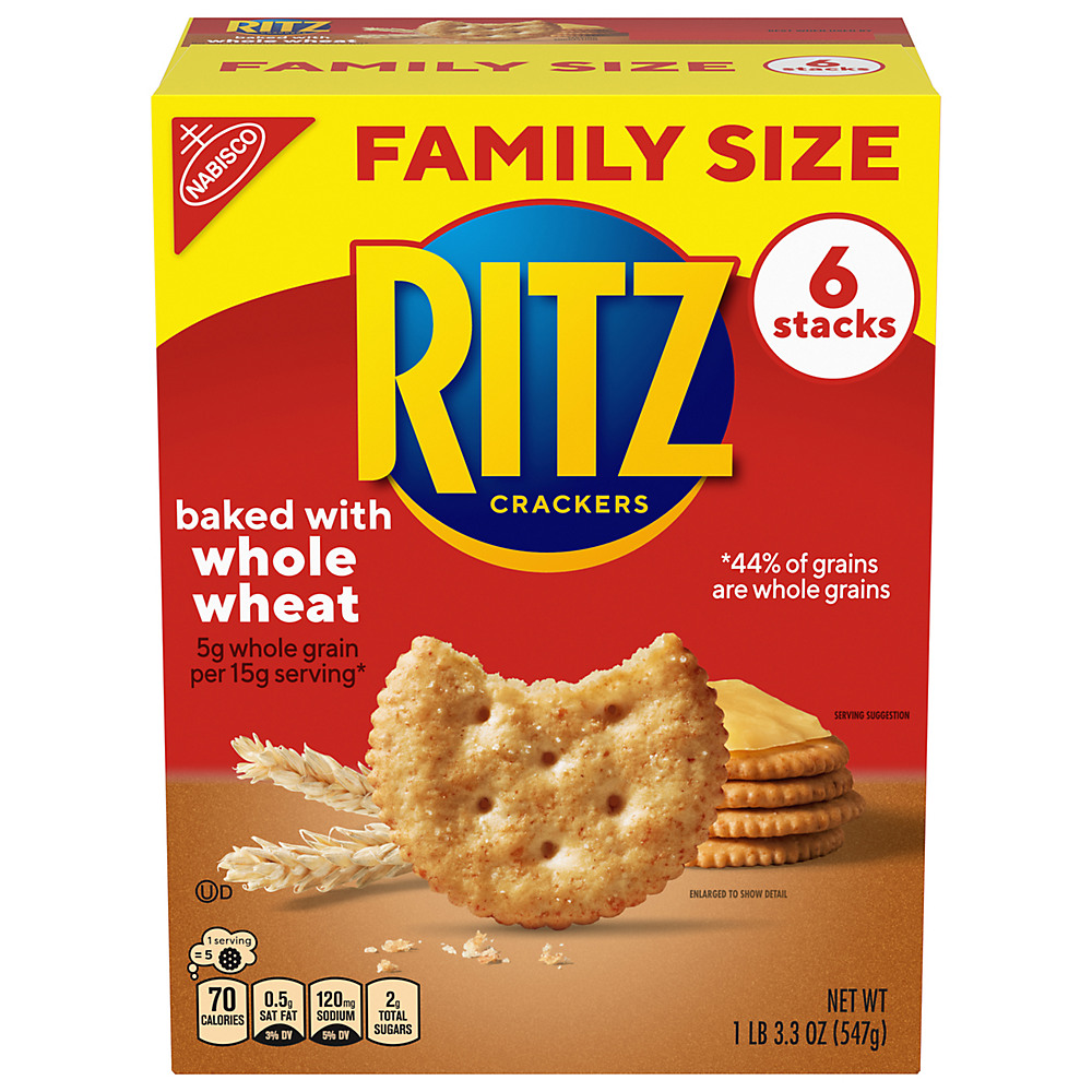 Calories in Nabisco Ritz Whole Wheat Crackers Family Size, 19.3 oz