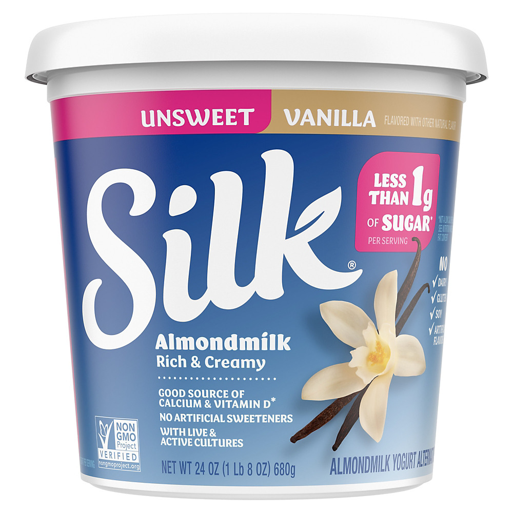 Calories in Silk Unsweetened Vanilla Almond Milk Yogurt Alternative, 24 oz