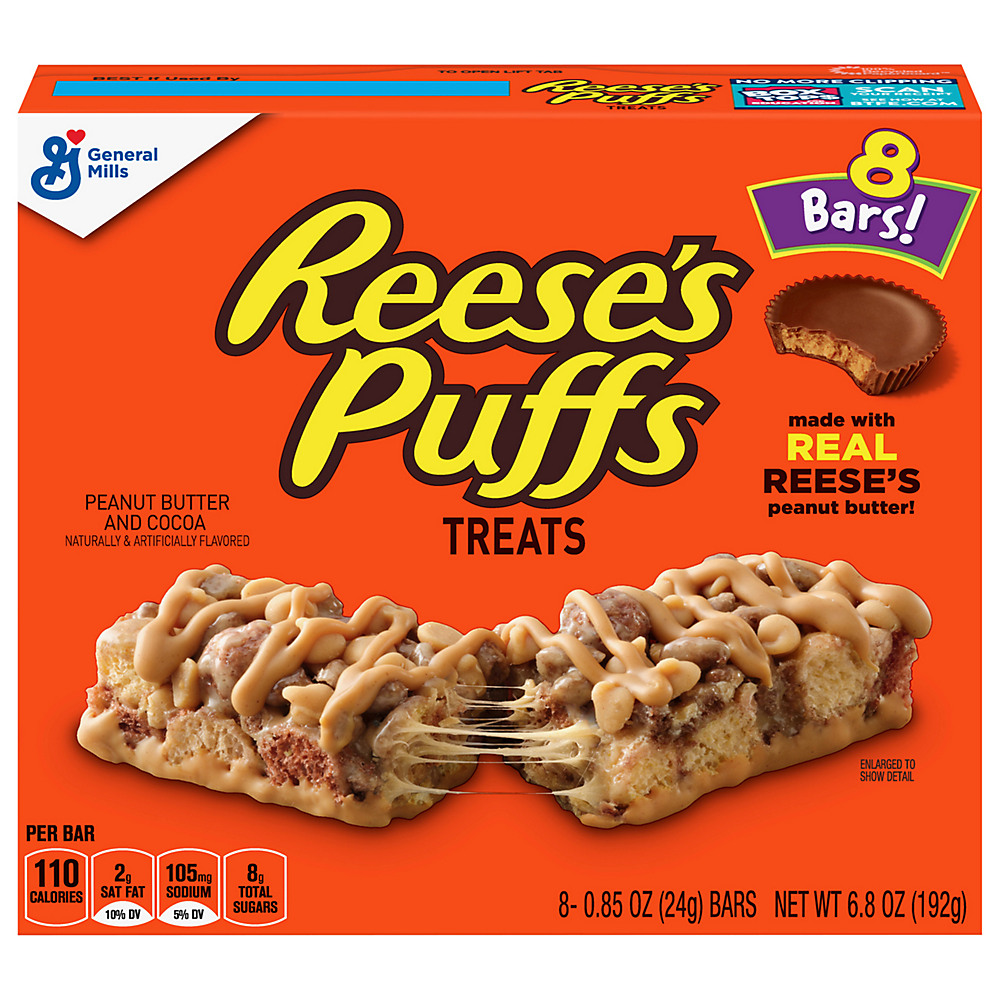 Calories in General Mills Reese's Puffs Treats Bars , 8 ct