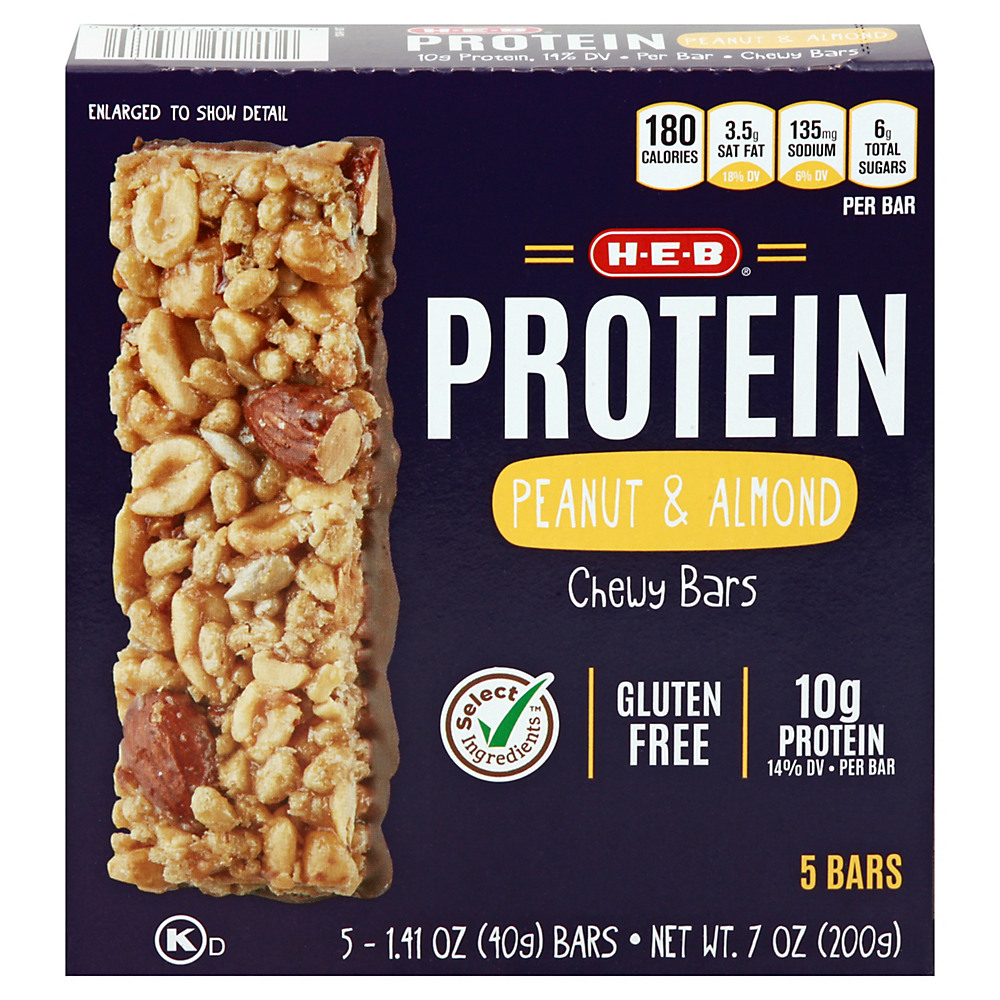Calories in H-E-B Select Ingredients Protein Almond & Peanut Chewy Bars, 5 ct