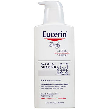Eucerin Baby Unscented Wash & Shampoo, 13.5 oz