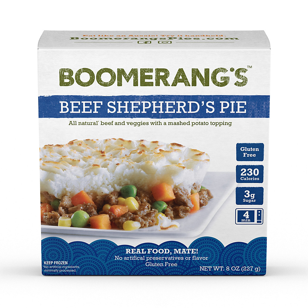 Calories in Boomerang's Gluten Free Beef Shepherd's Pie, 8 oz