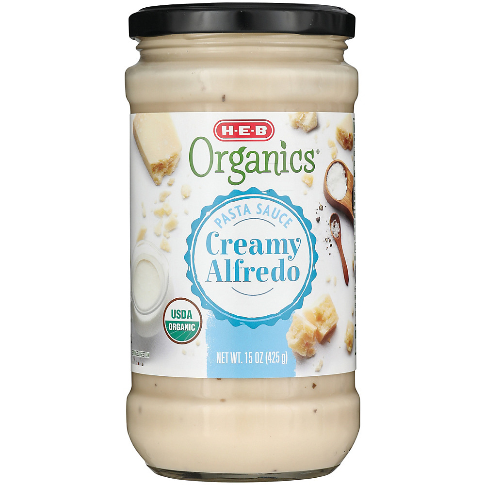 Calories in H-E-B Organics Creamy Alfredo Pasta Sauce, 15 oz