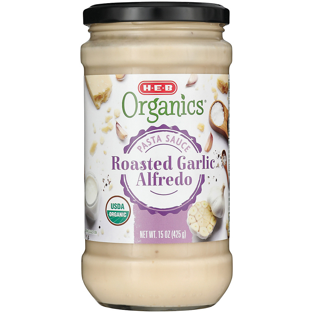 Calories in H-E-B Organics Roasted Garlic Alfredo Pasta Sauce, 15 oz