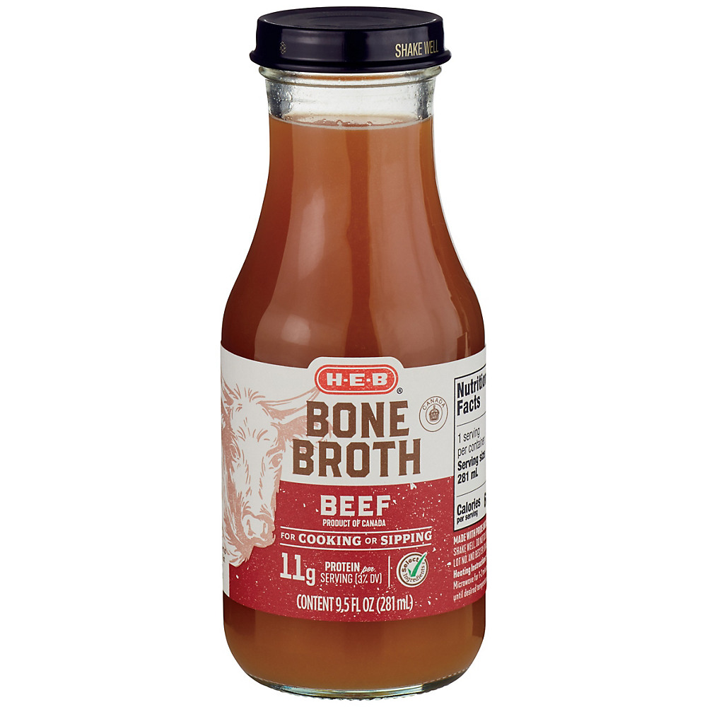 Calories in H-E-B Select Ingredients Beef Bone Broth, 9.5 oz