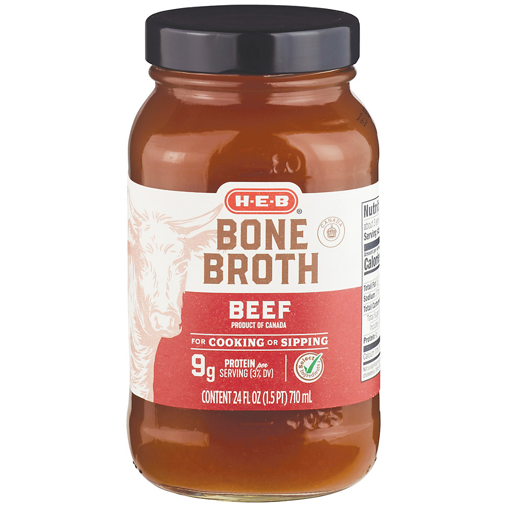 Calories in H-E-B Select Ingredients Beef Bone Broth, 24 oz