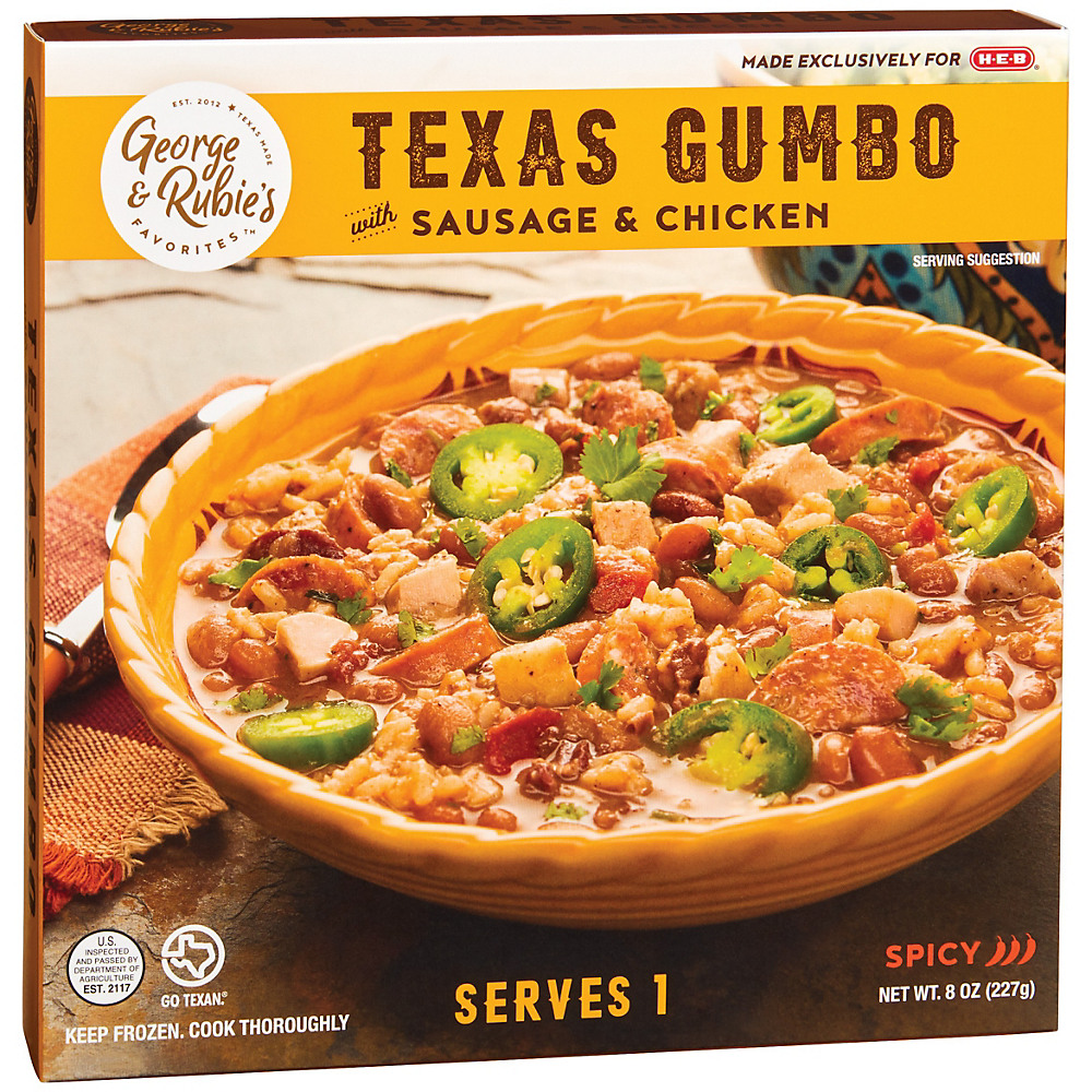 Calories in George & Rubie's Favorites Texas Gumbo with Sausage & Chicken, 8 oz