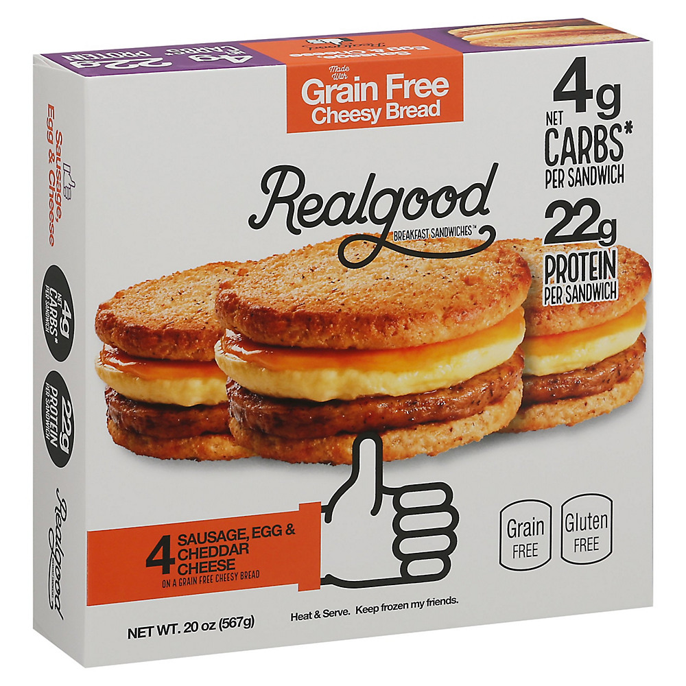 Calories in Real Good Sausage, Egg & Cheddar Cheese Breakfast Sandwiches, 4 ct