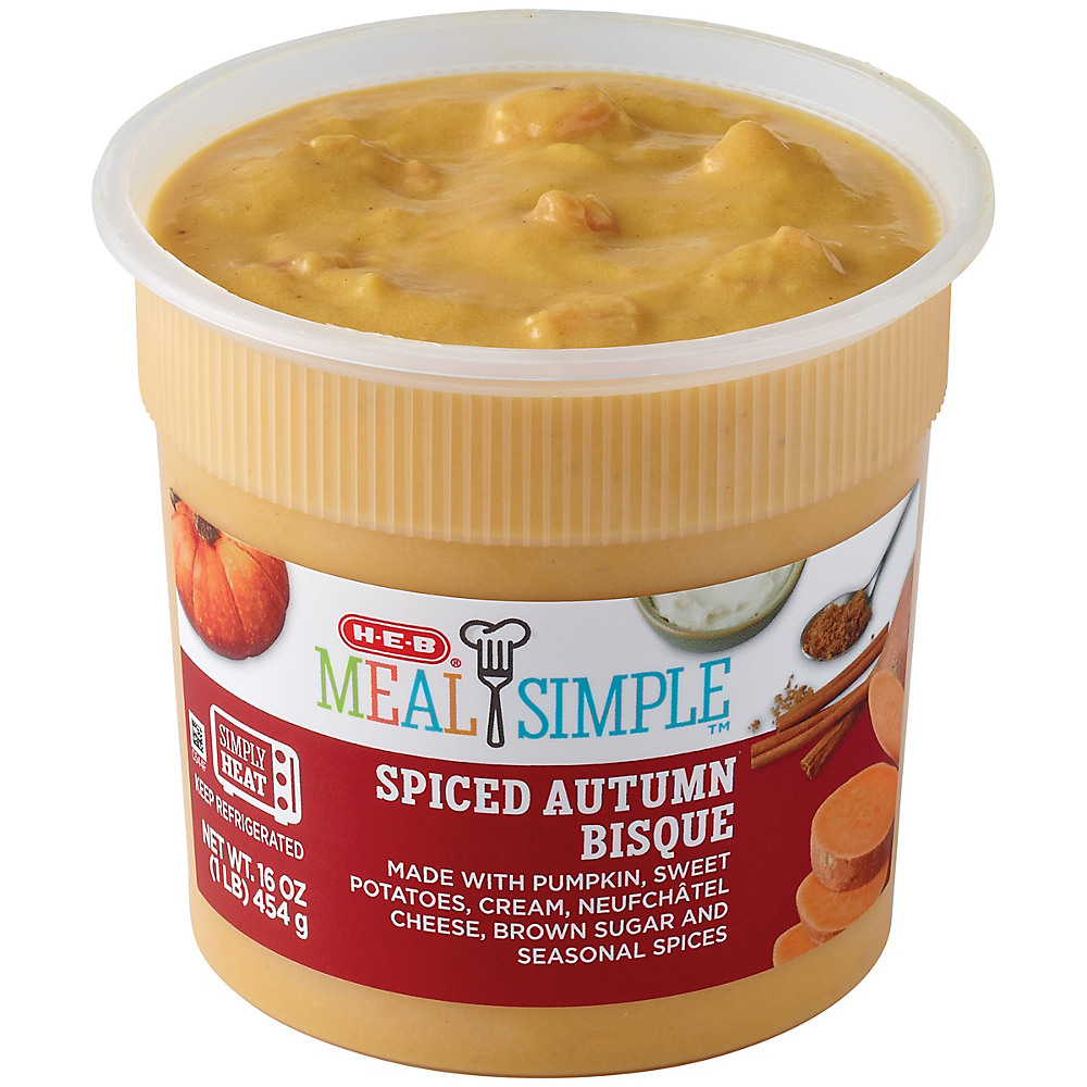 Calories in H-E-B Meal Simple Spiced Autumn Bisque Soup, 16 oz