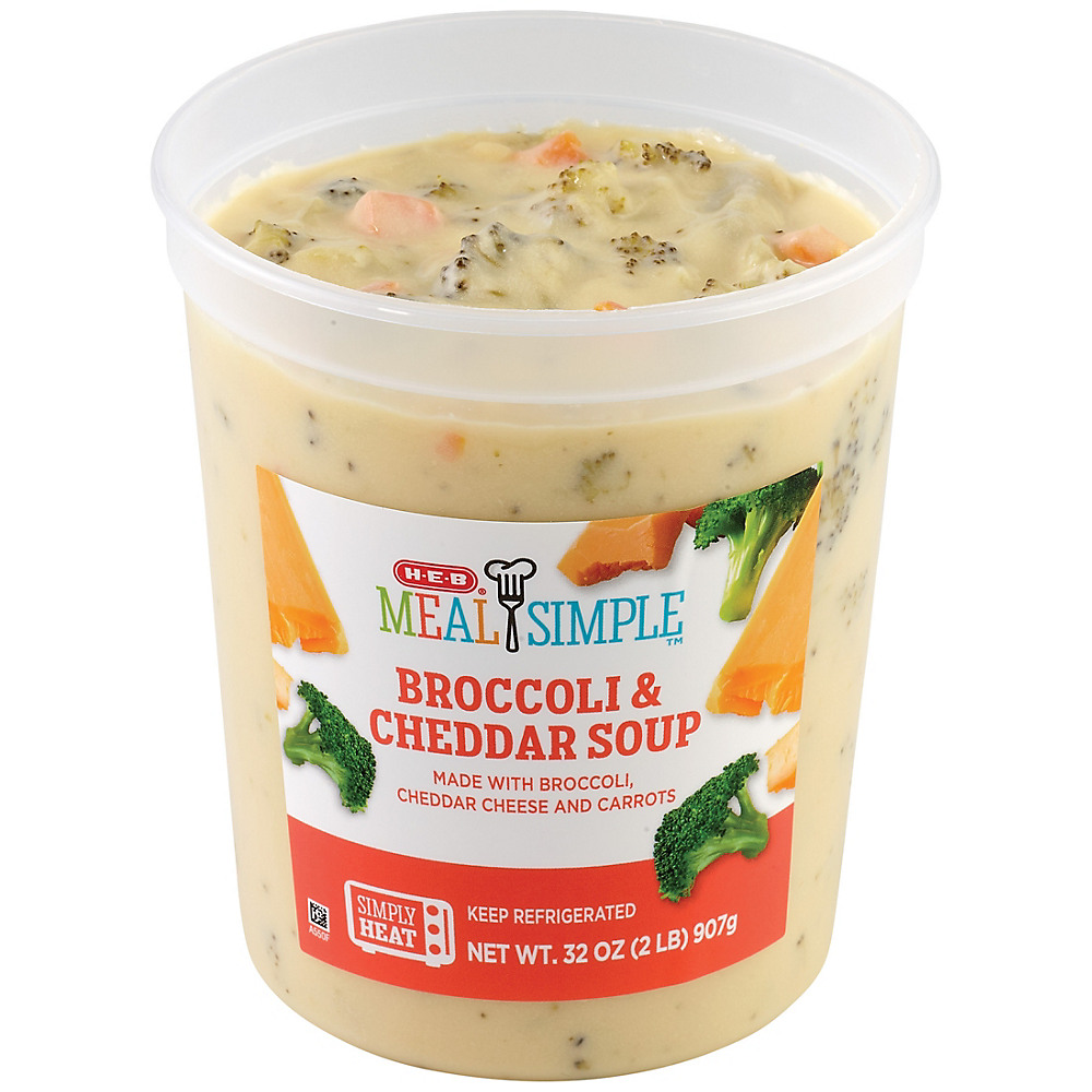 Calories in H-E-B Meal Simple Family Size Broccoli and Cheddar Soup, 32 oz