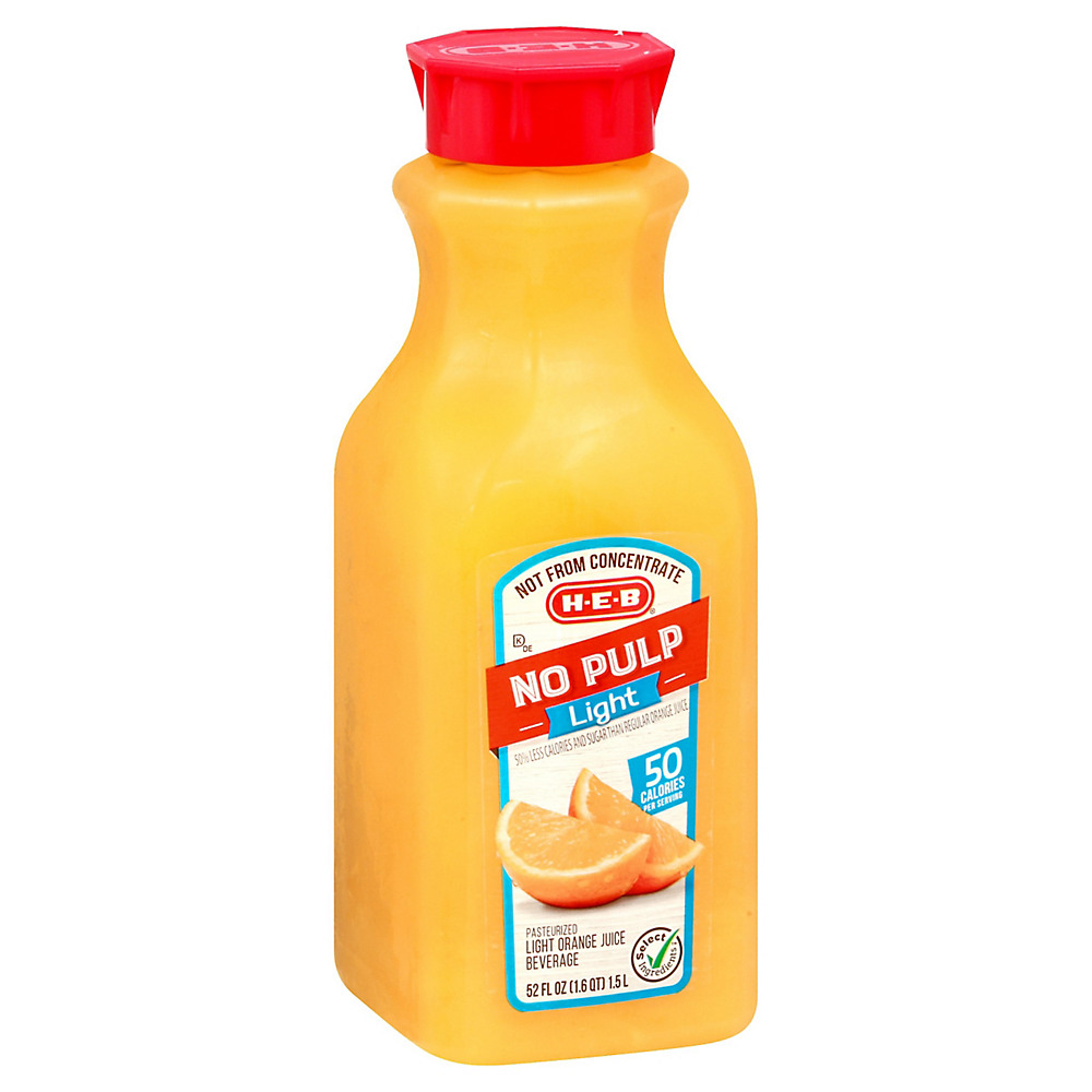 Calories in H-E-B Select Ingredients No Pulp Light Orange Juice, 52 oz