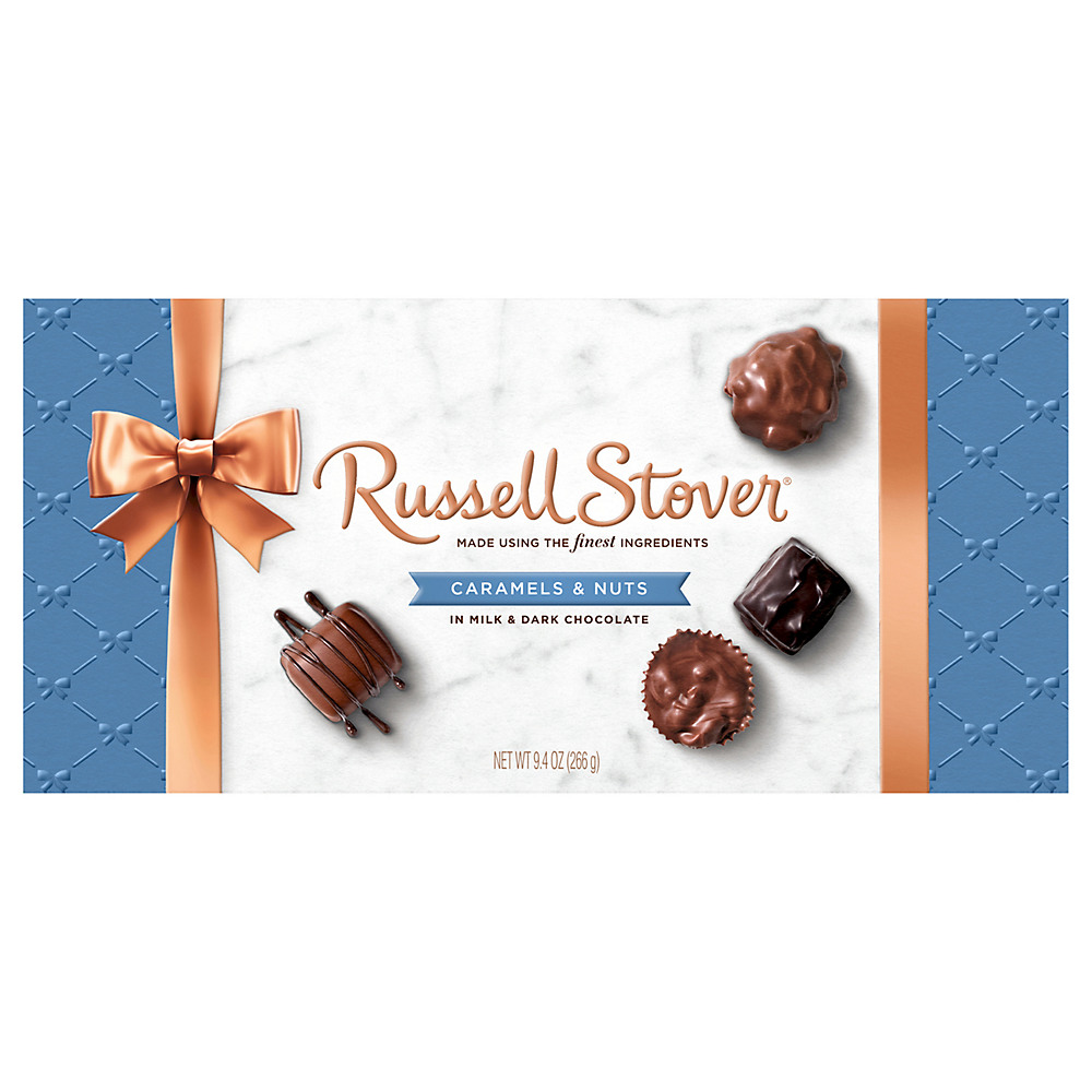 Calories in Russell Stover Assorted Caramels & Nuts Copper Collection Box, 9.4 oz