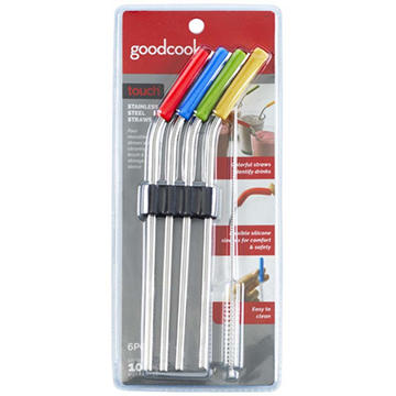 GoodCook Touch Stainless Steel Straw Set, 4 ct