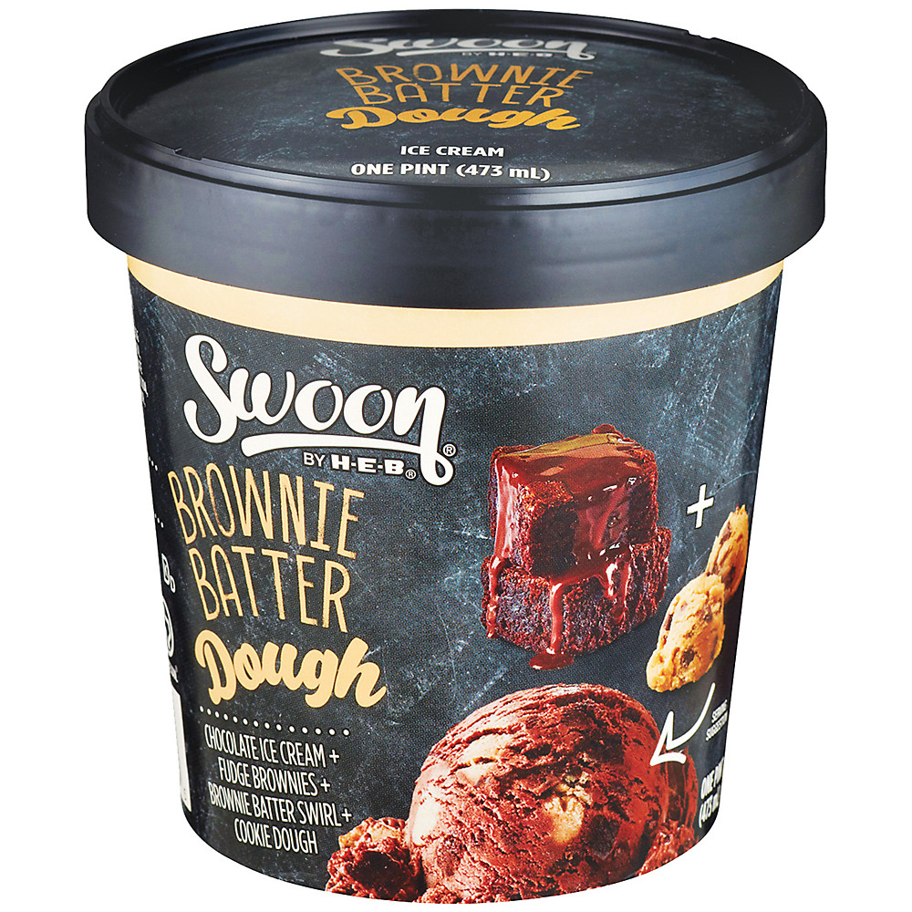 Calories in Swoon by H-E-B Brownie Batter Cookie Dough Ice Cream, 1 pt