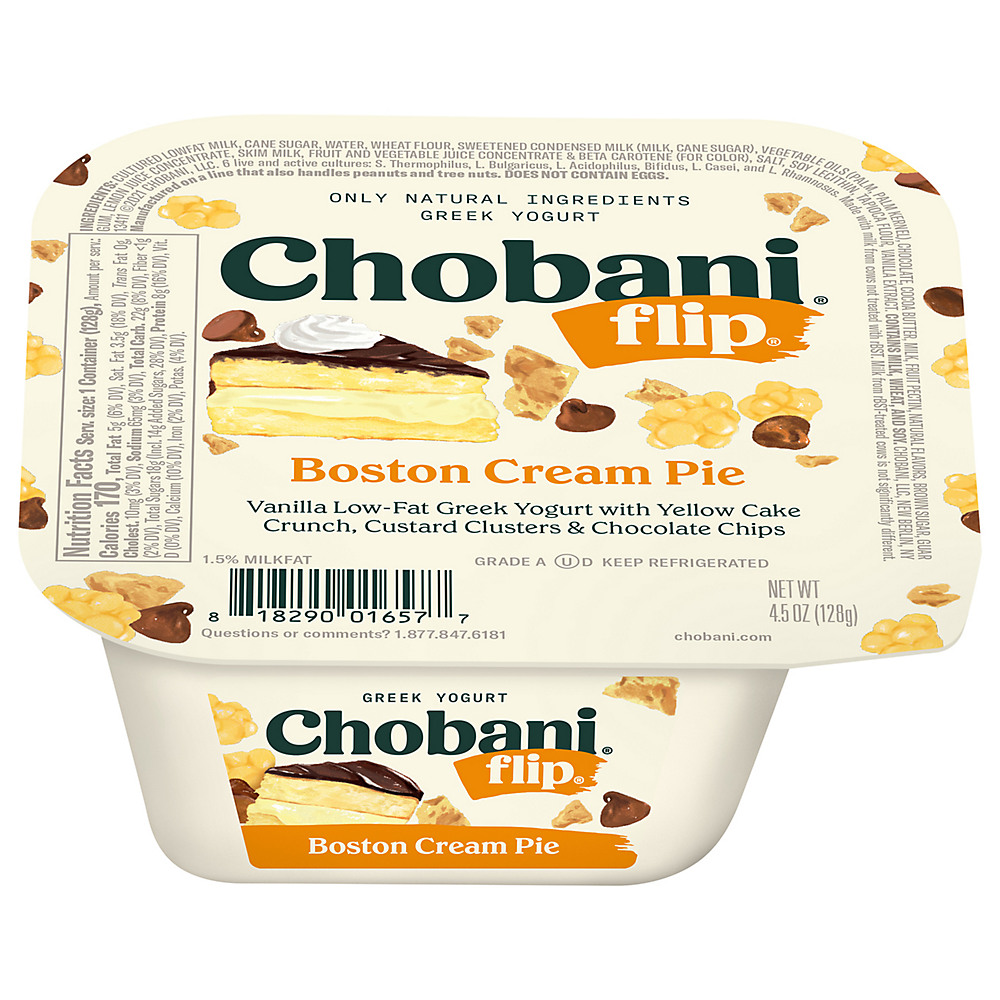 Calories in Chobani Flip Low-Fat Boston Cream Pie Greek Yogurt , 5.30 oz
