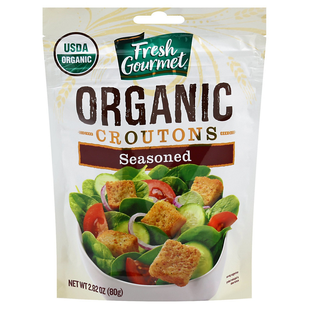 Calories in Fresh Gourmet Organic Croutons Seasoned, 2.82 oz