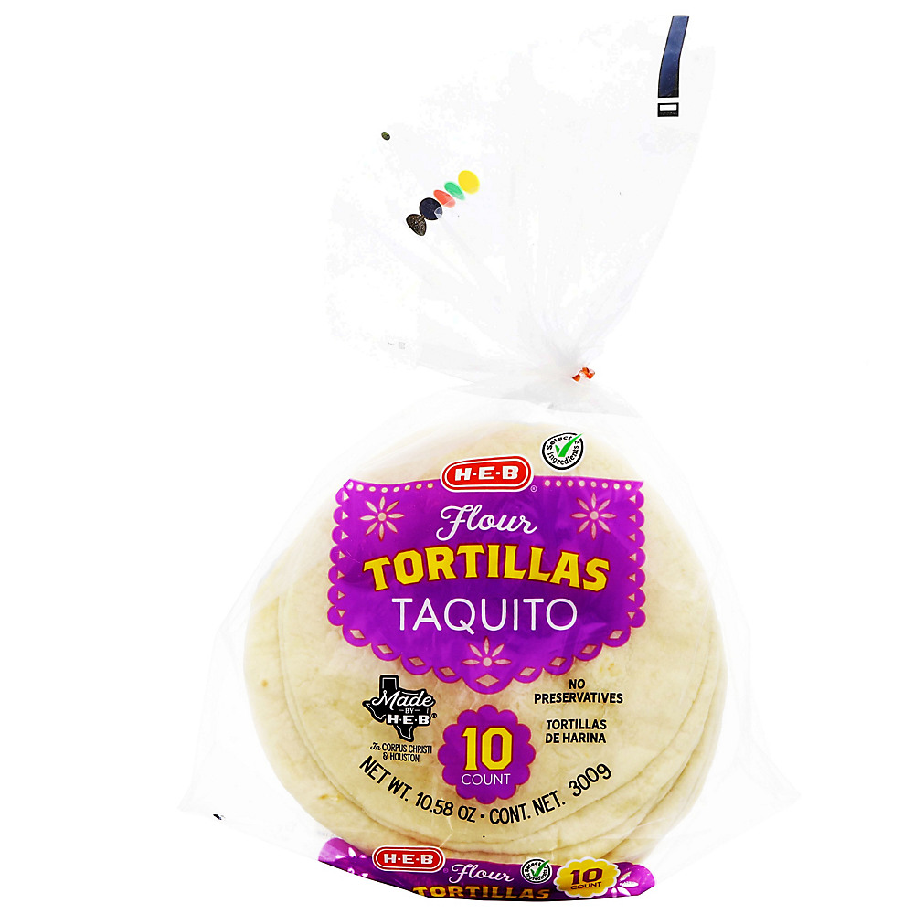 Calories in H-E-B Select Ingredients Taquito Flour Tortillas, 10 ct