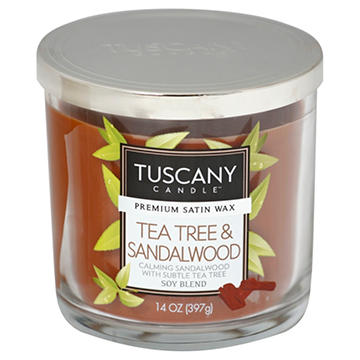 Tuscany Candle Tea Tree & Sandalwood Scented Soy Blend Candle, 14 oz