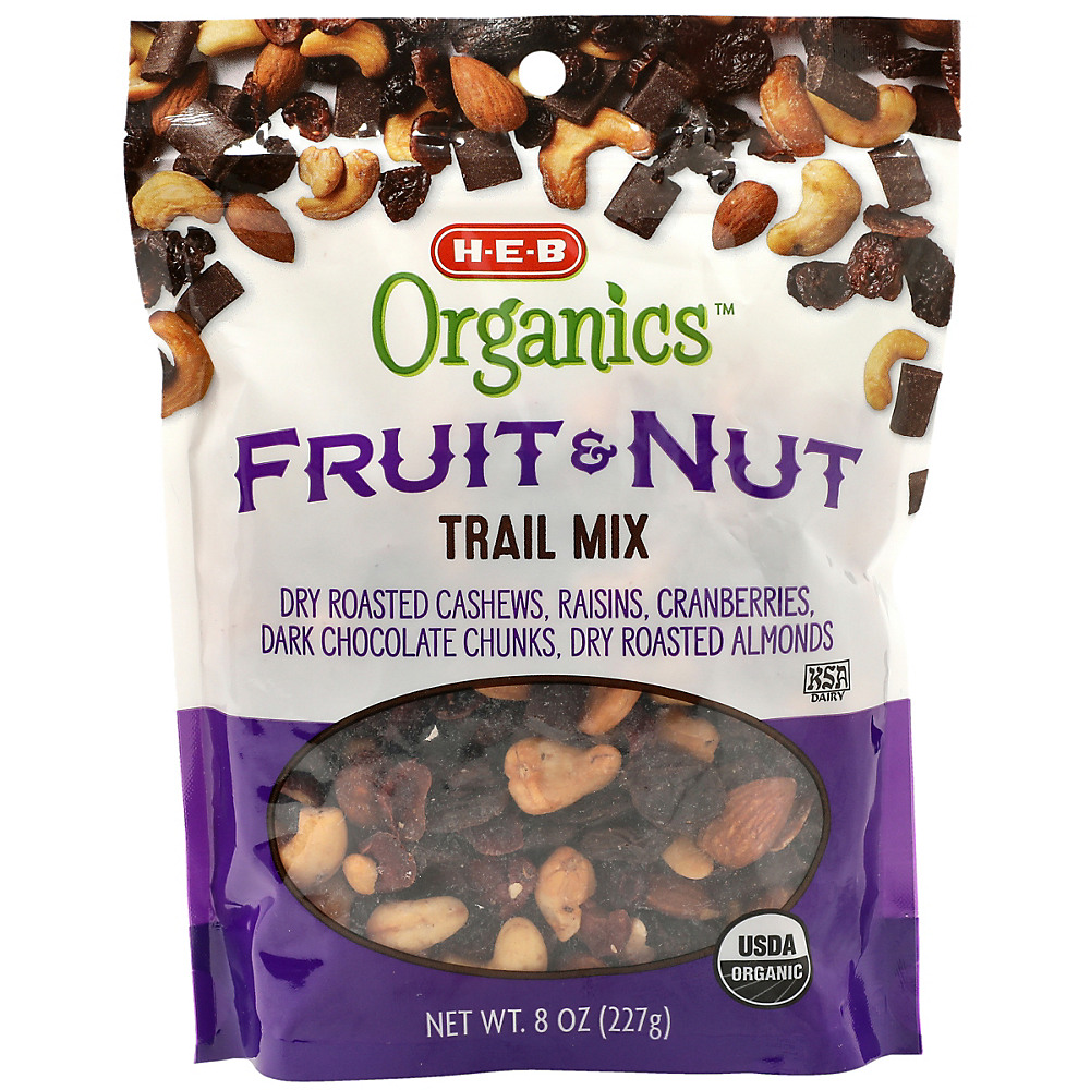 Calories in H-E-B Organics Fruit & Nut Trail Mix, 8 oz