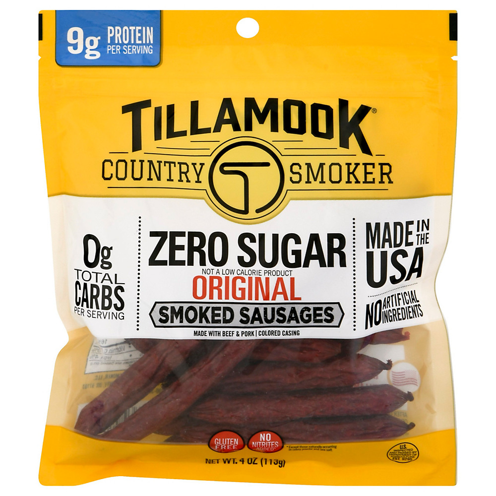 Calories in Tillamook Country Smoker Country Smoker Zero Sugar Original Sausage Sticks, 4 oz