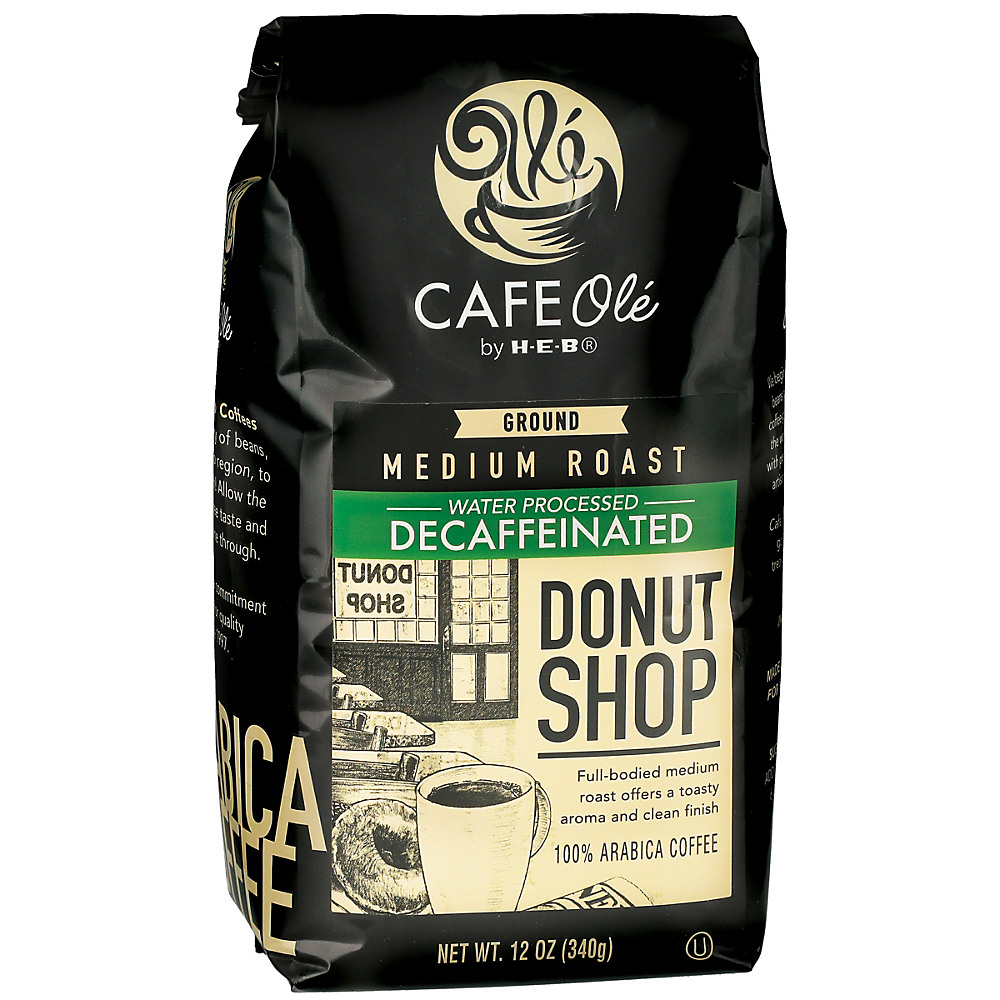 Calories in Cafe Ole by H-E-B Donut Shop Decaf Medium Roast Ground Coffee, 12 oz