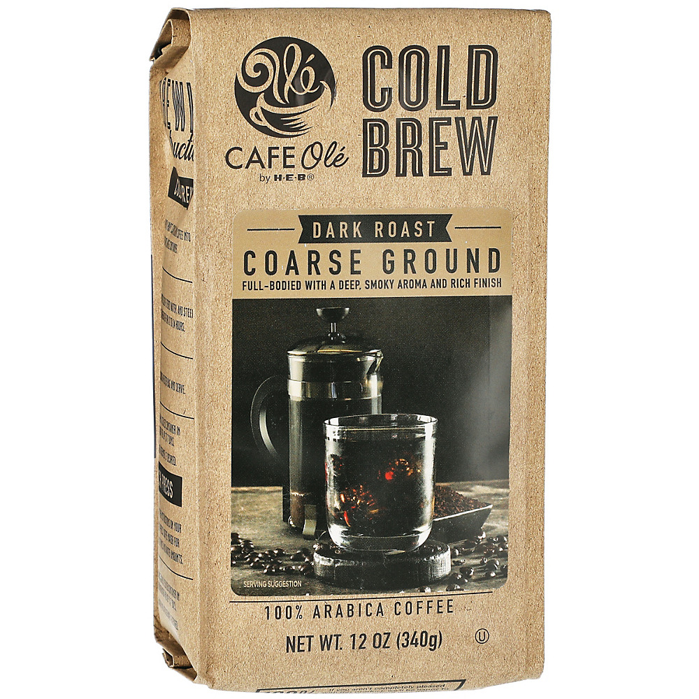 Calories in Cafe Ole by H-E-B Cold Brew Dark Roast Coarse Ground Coffee, 12 oz
