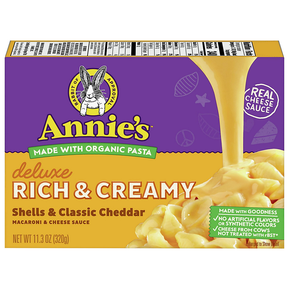 Calories in Annie's Deluxe Rich & Creamy Classic Cheddar Mac & Cheese, 11.3 oz