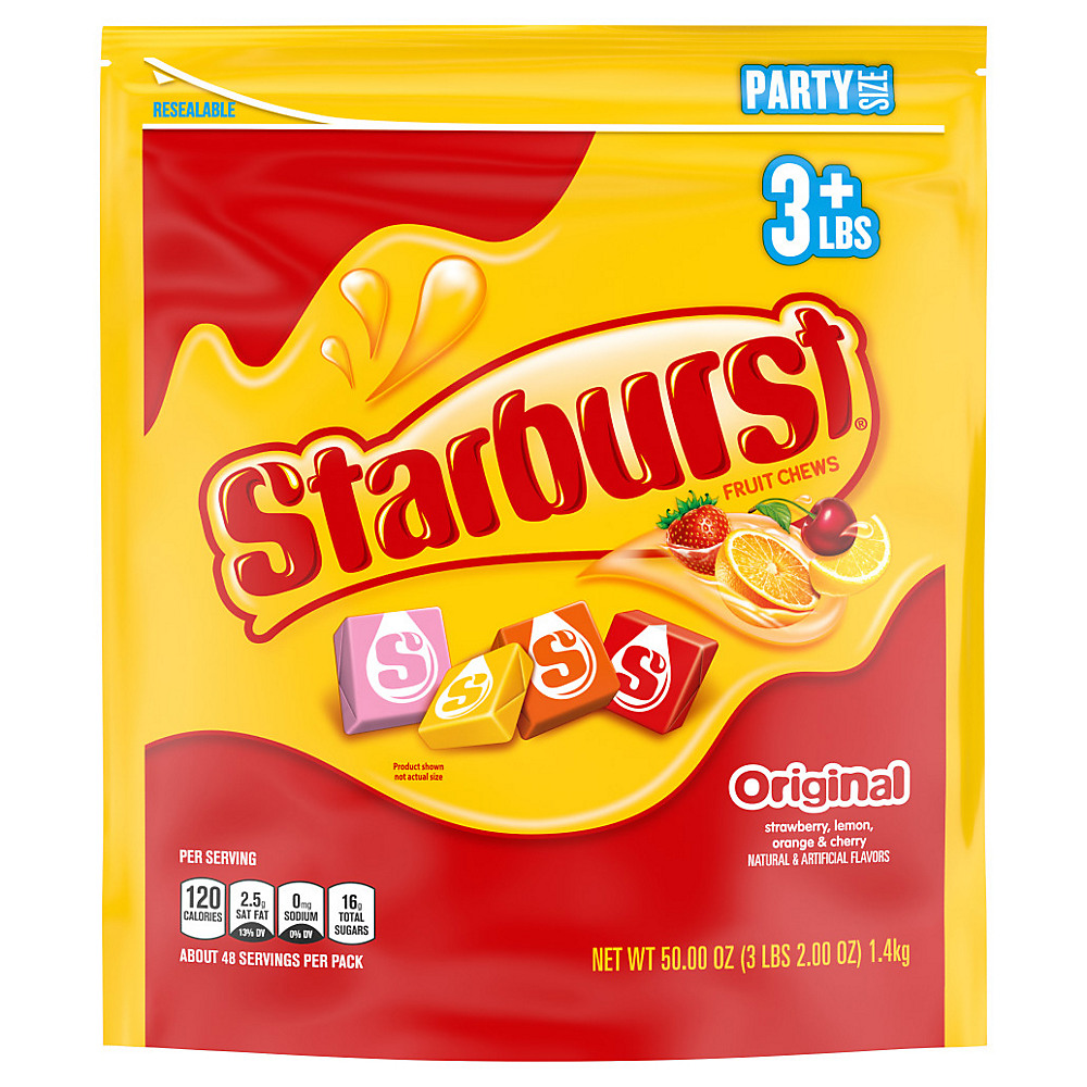 Calories in Starburst Original Fruit Chews Chewy Candy, Party Size Bag, 50 oz