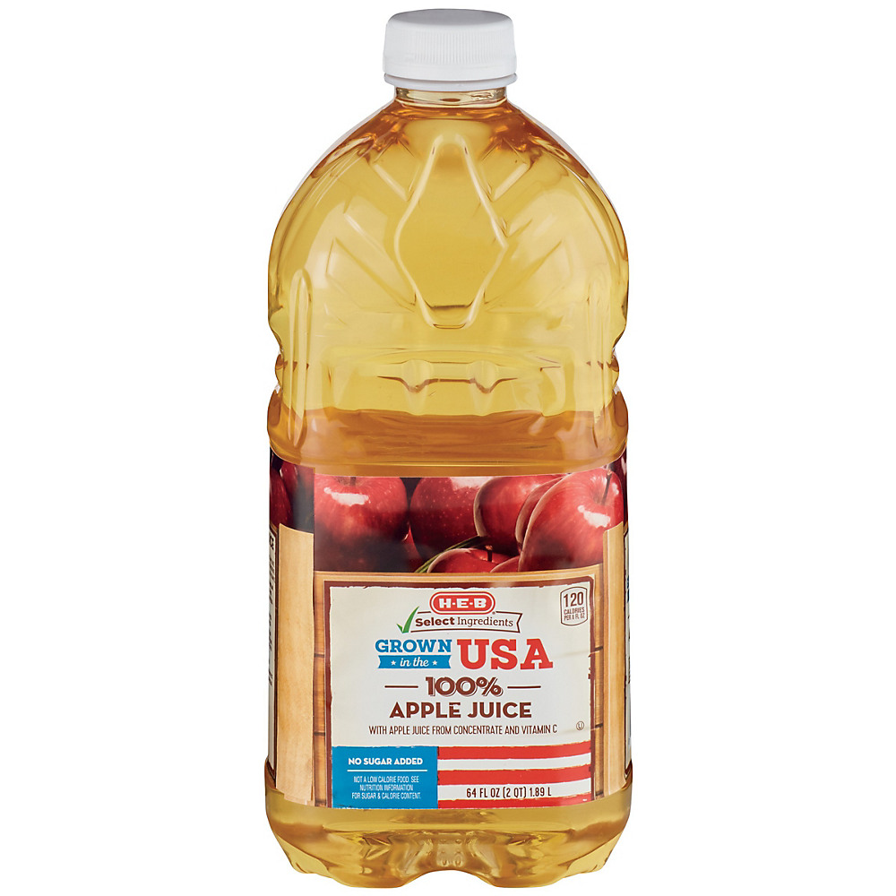 Calories in H-E-B Select Ingredients 100% Apple Juice Grown In the USA, 64 oz