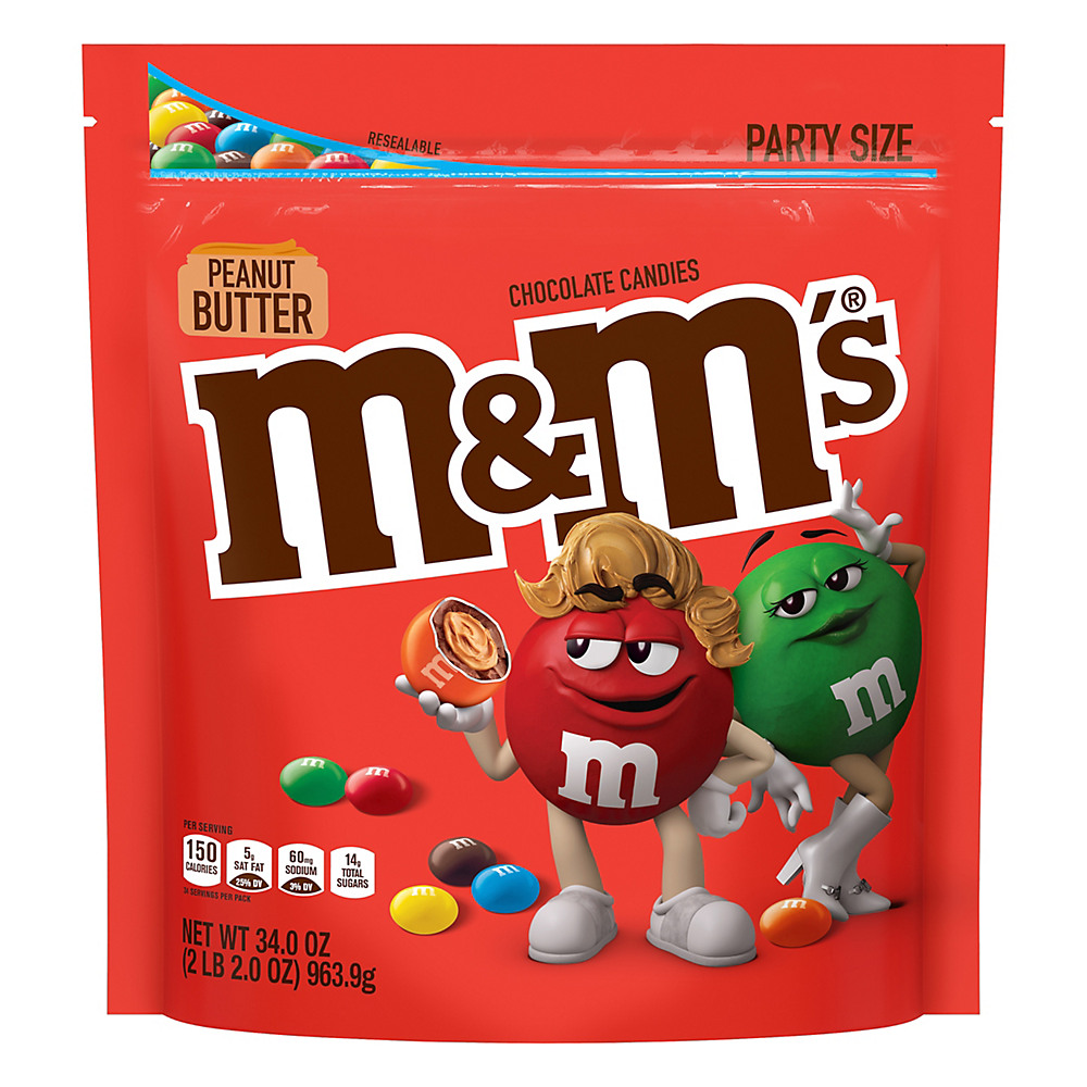 Calories in M&M's Peanut Butter Milk Chocolate Candy, Party Size Bag, 34 oz