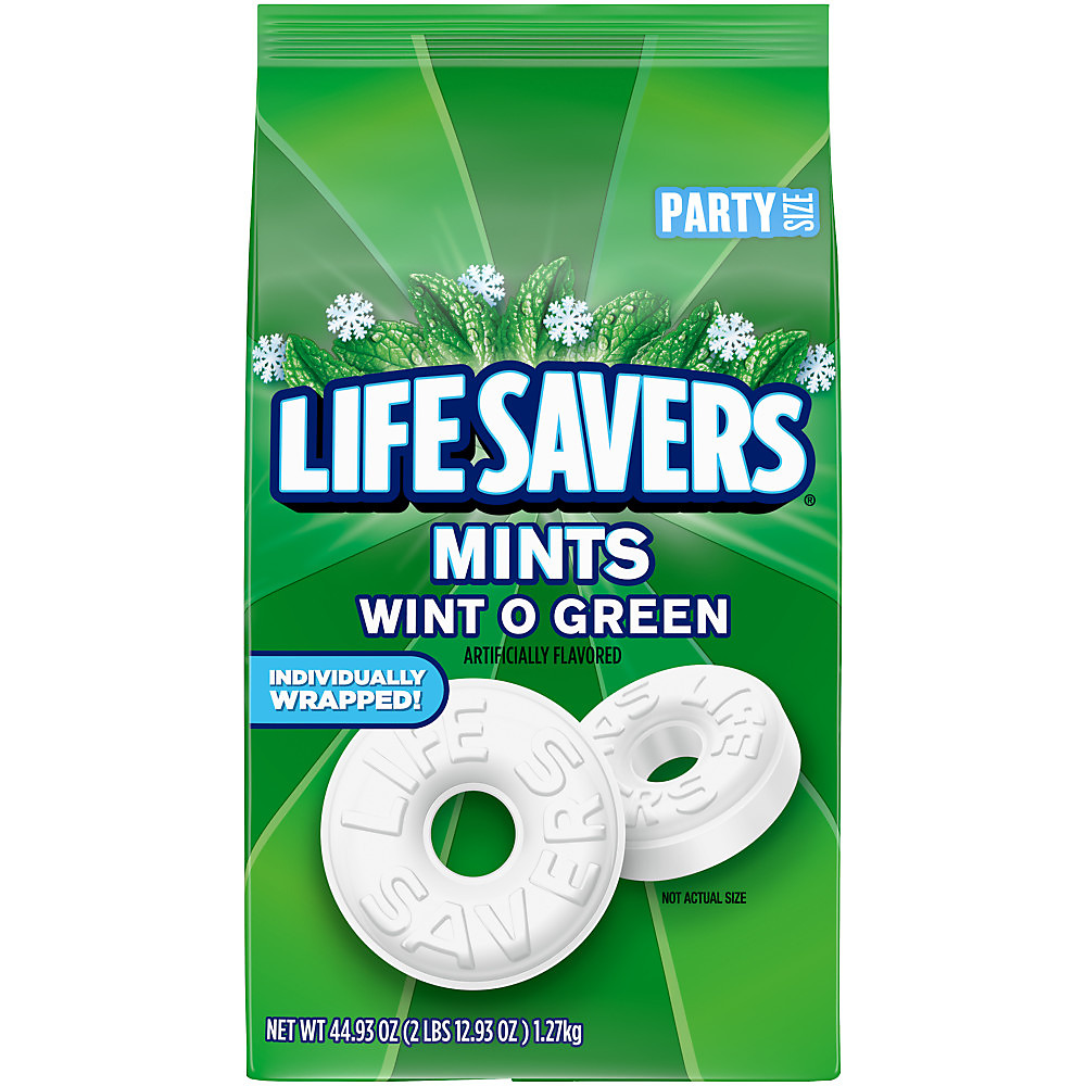 Calories in Life Savers Wint-O-Green Breath Mints Hard Candy Party Size Bag, 50 oz