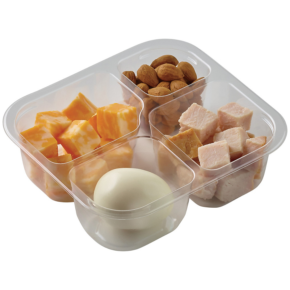 Calories in H-E-B Meal Simple Turkey, Cheese, Egg, and Almonds Snack Tray, 6.5 oz