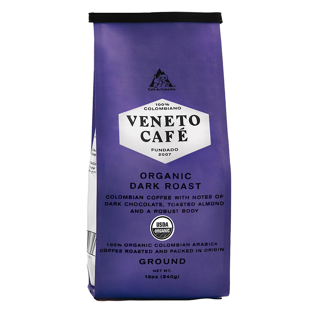 Calories in Cafe Veneto Organic Colombian Dark Roast Ground Coffee, 12 oz
