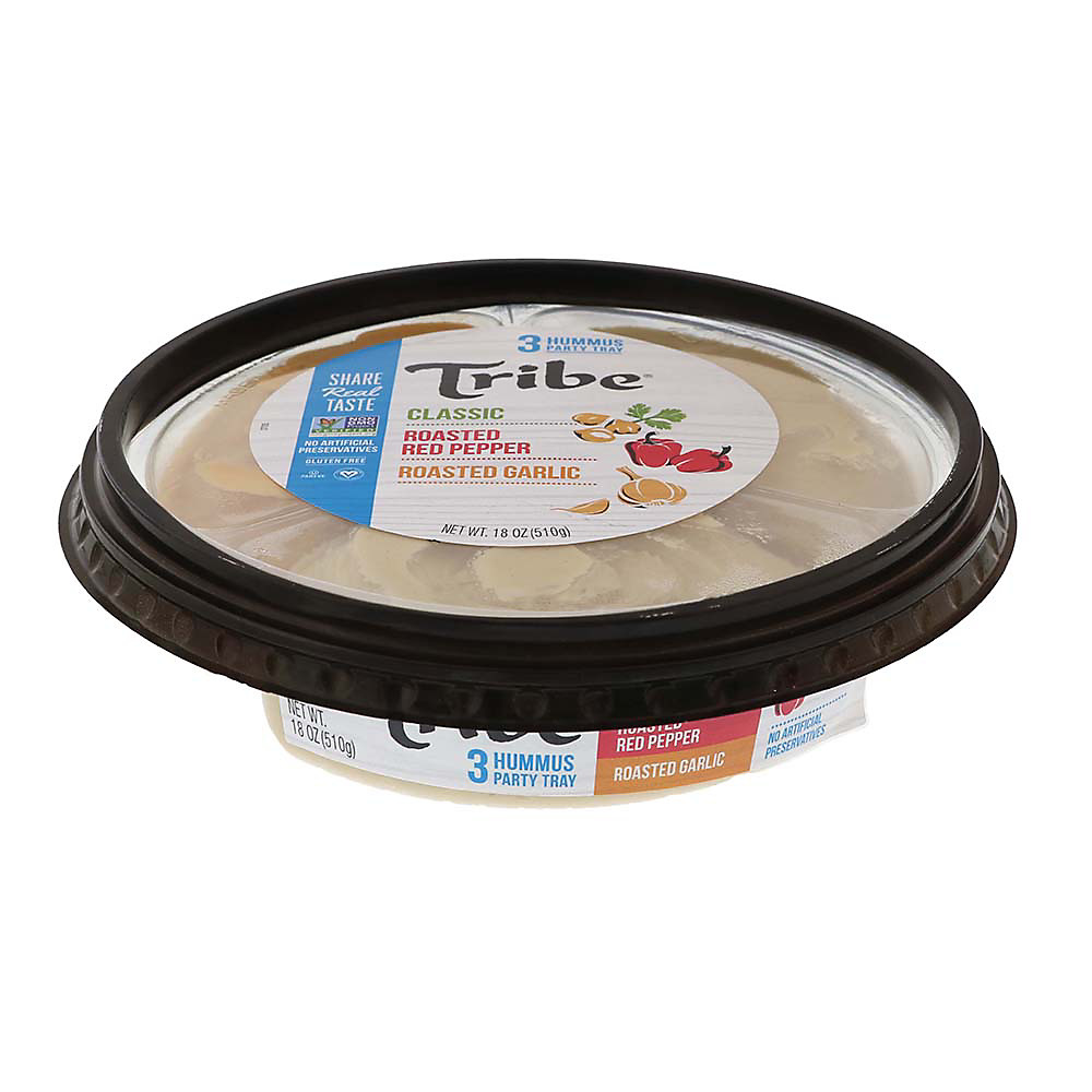 Calories in Tribe Hummus Party Pack Classic Roasted Pepper Garlic, 18 oz