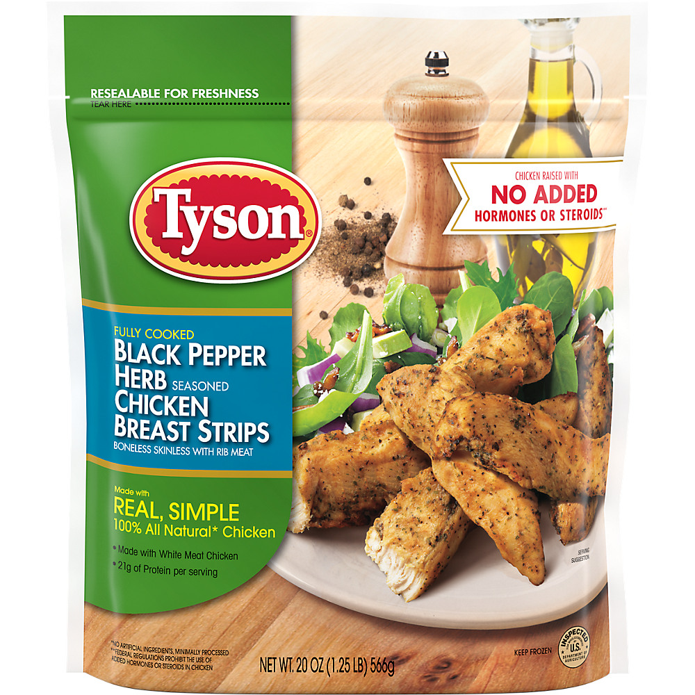 Calories in Tyson Black Pepper Herb Chicken Breast Strips, 20 oz